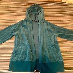 Medium Blue Green Velvet Hoodie